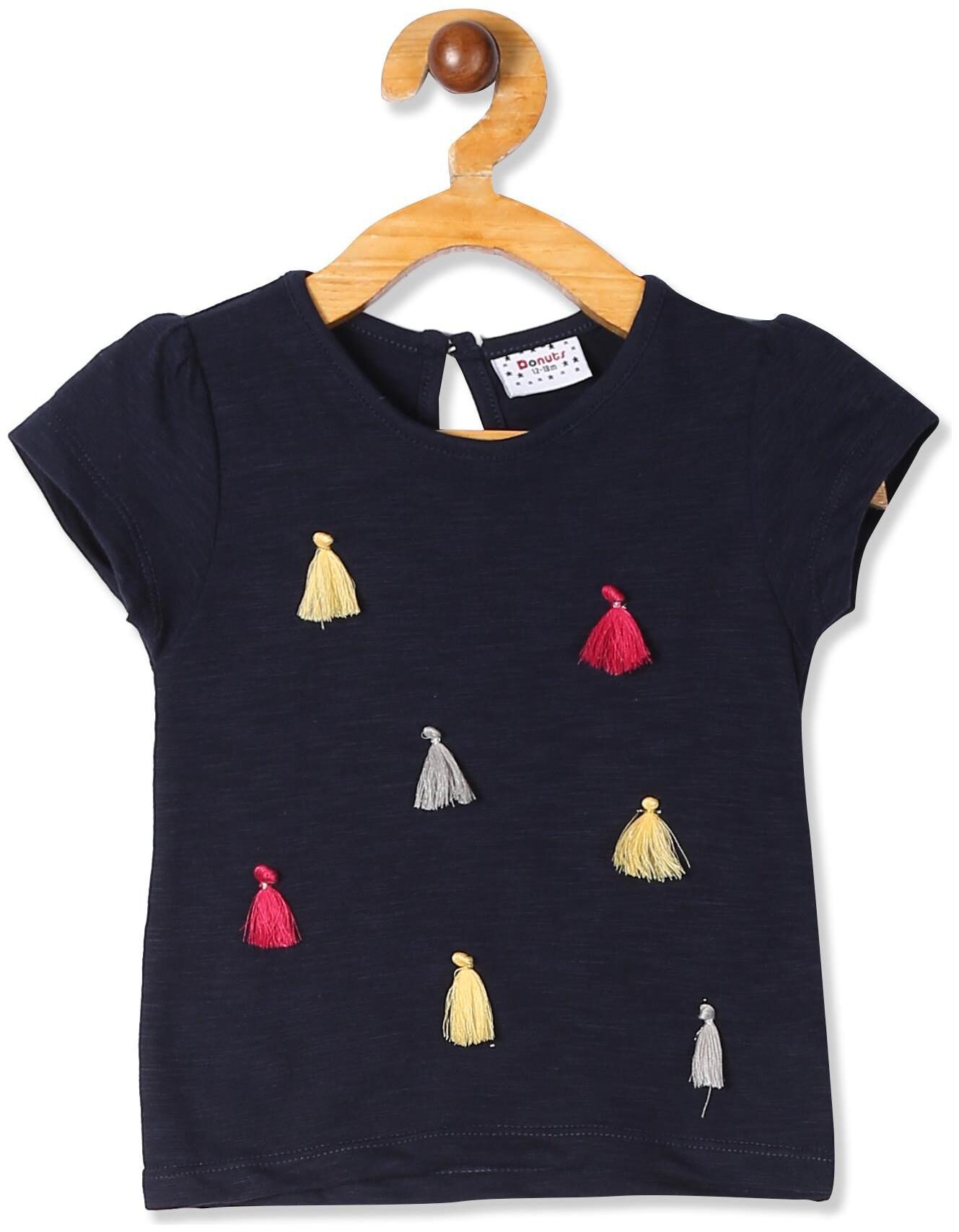 

Donuts Cotton Solid Top for Baby Girl - Blue