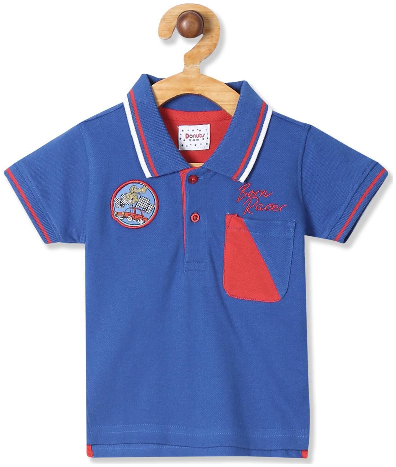 

Donuts Cotton Solid T shirt for Baby Boy - Blue