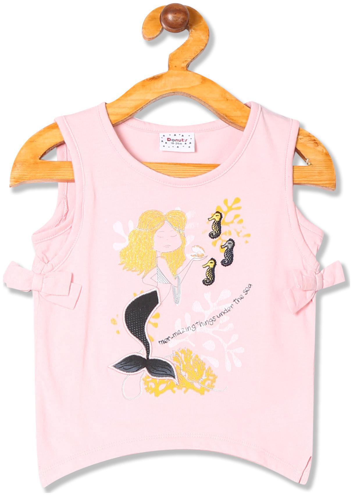 

Donuts Cotton Printed Top for Baby Girl - Pink