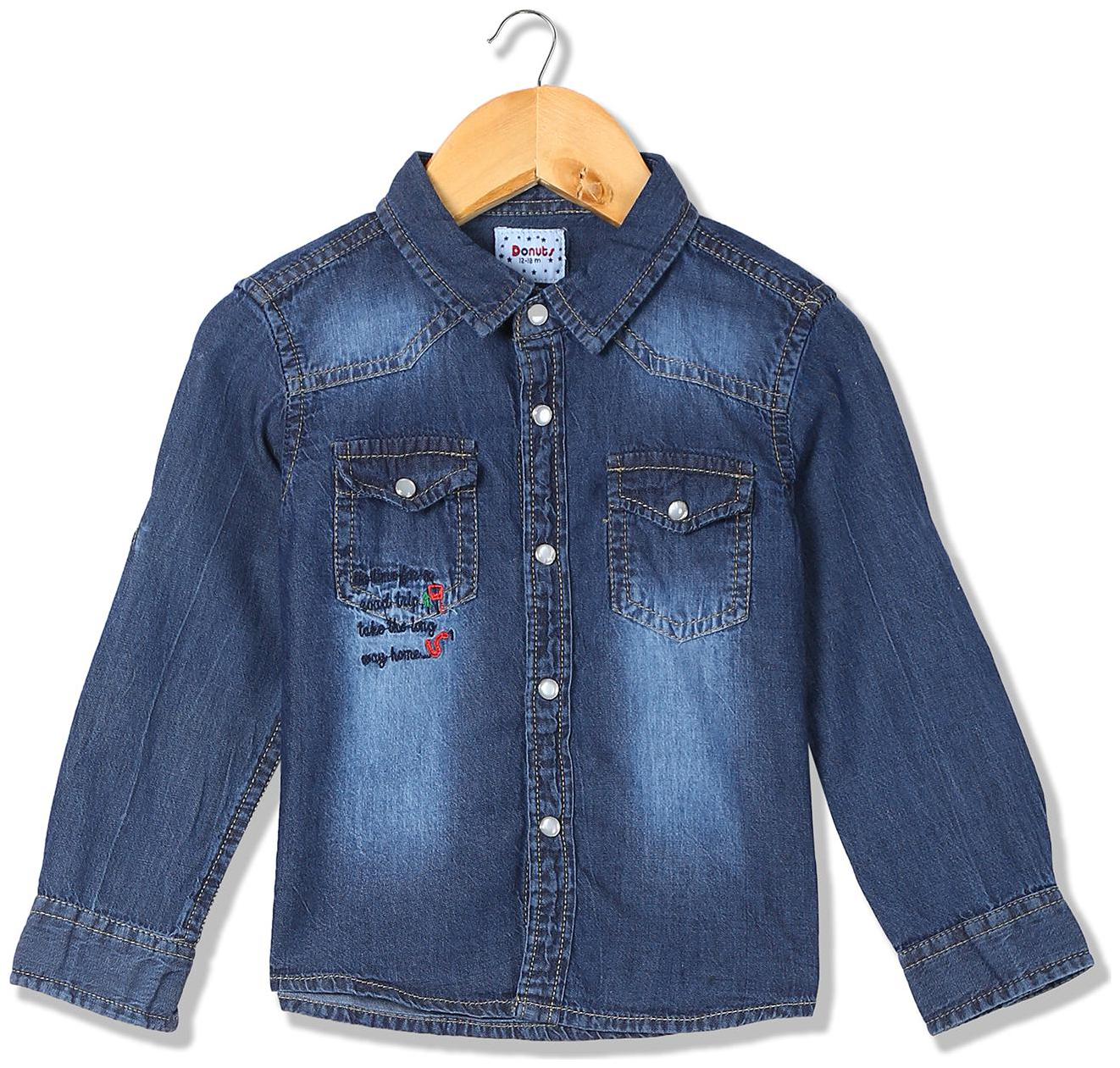 

Donuts Cotton Solid Shirt for Baby Boy - Blue