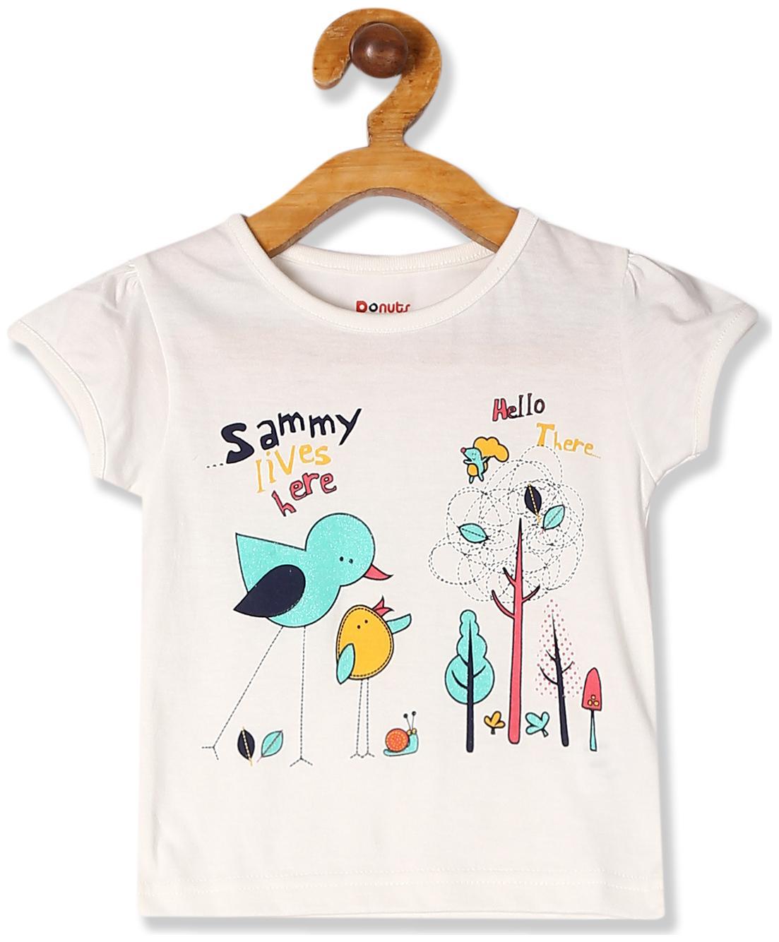 

Donuts Cotton Printed T shirt for Baby Girl - White