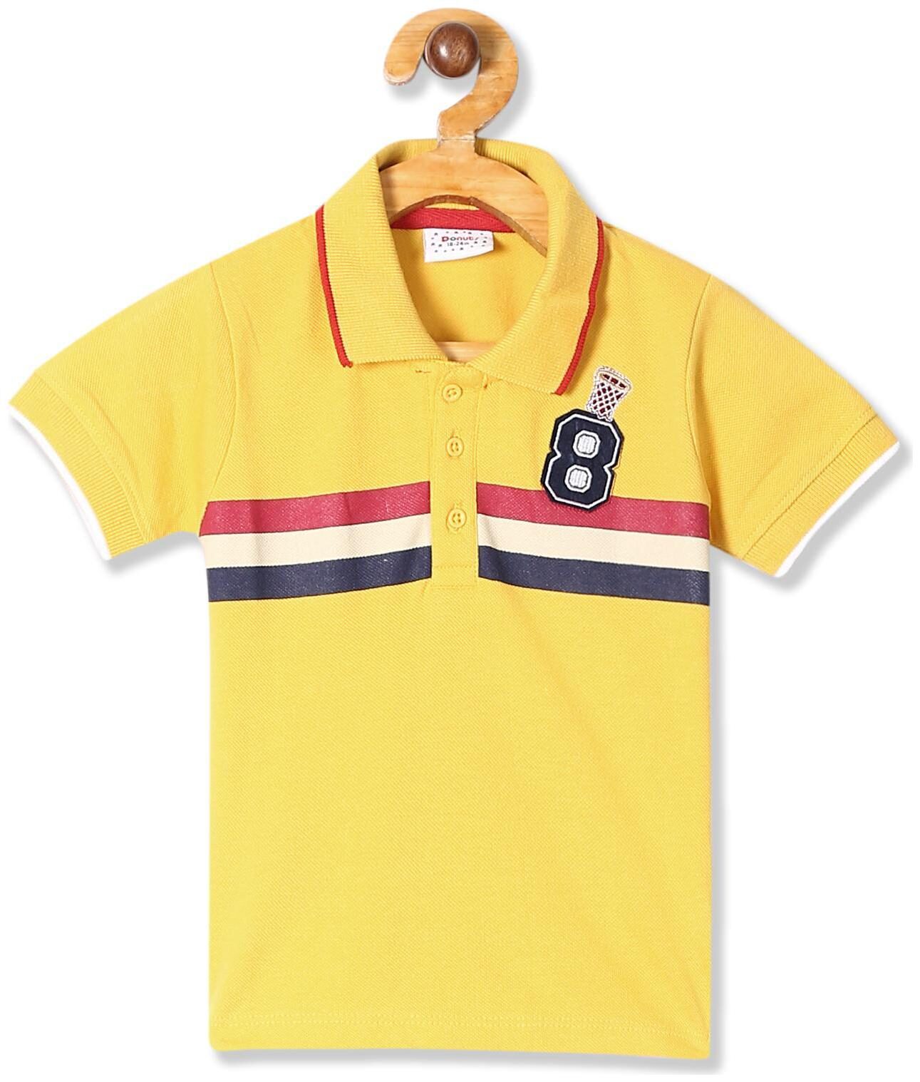 

Donuts Cotton Striped T shirt for Baby Boy - Yellow