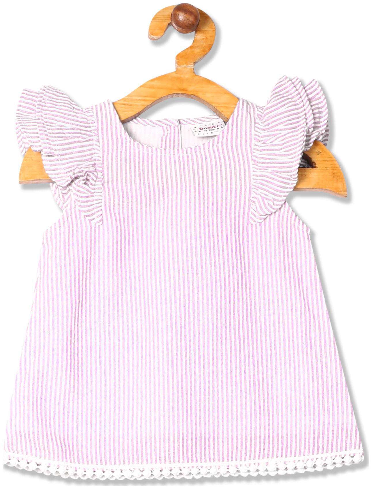 

Donuts Cotton Striped Top for Baby Girl - Pink