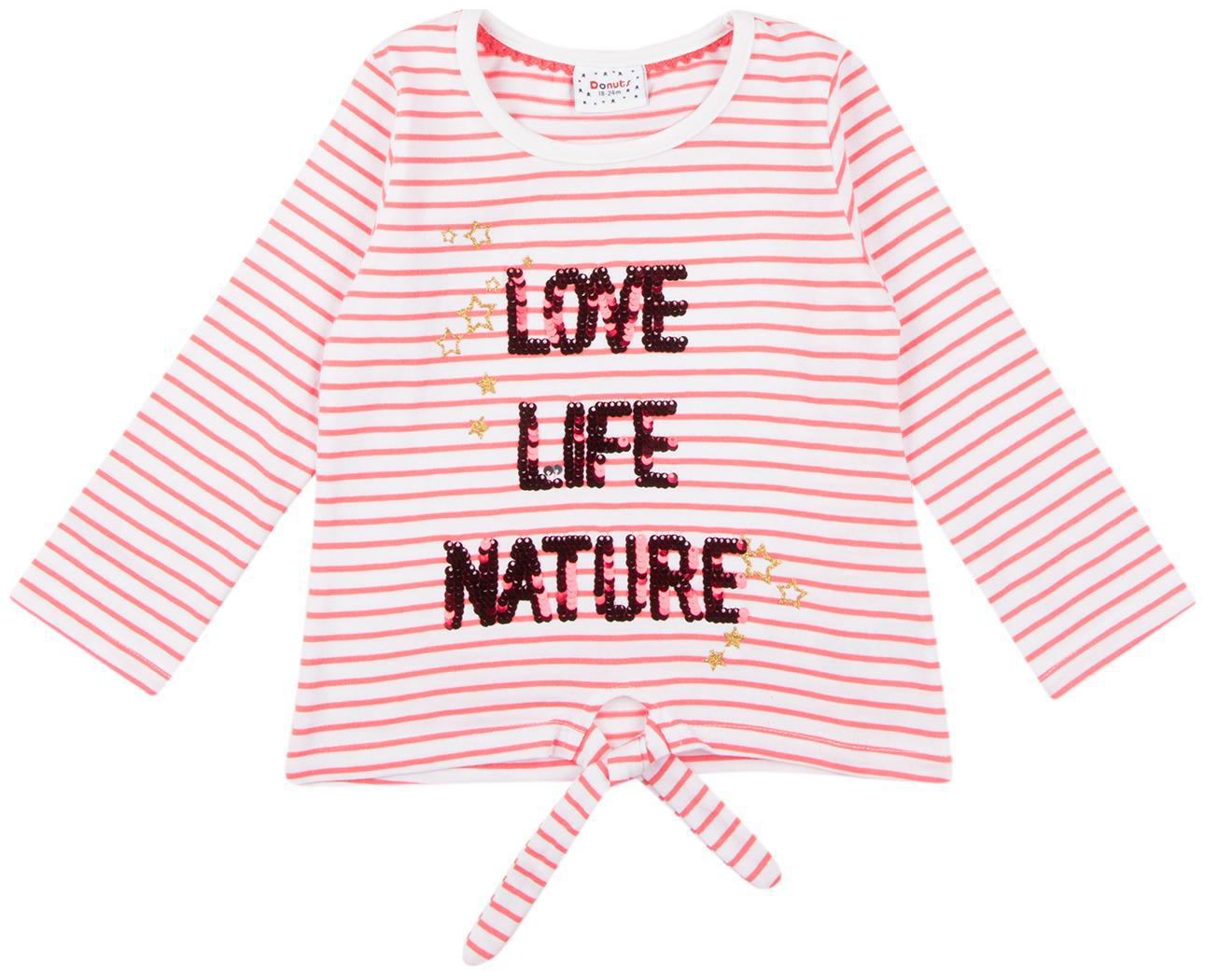 

Donuts Cotton Striped Top for Baby Girl - Pink