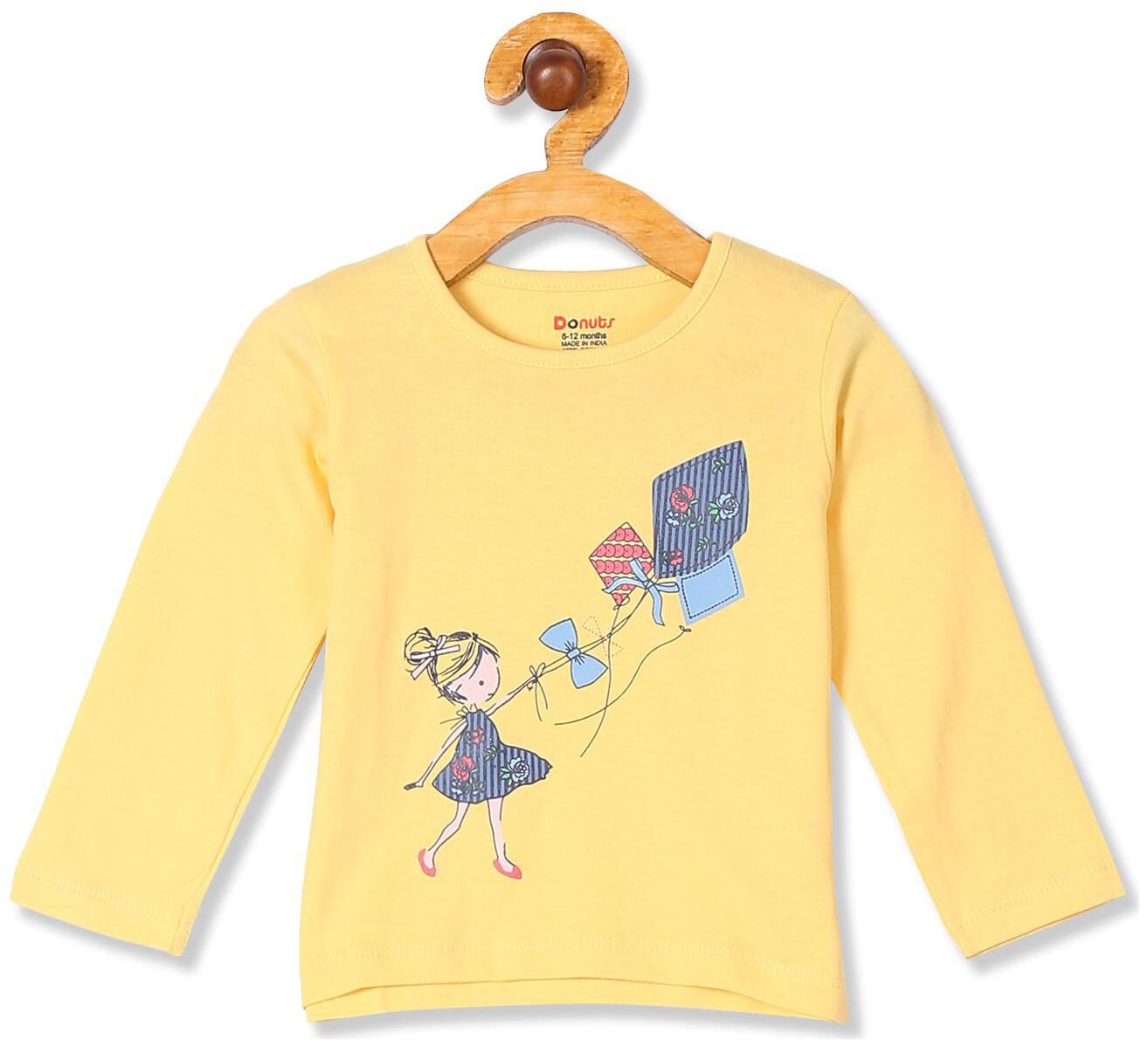 

Donuts Cotton Printed T shirt for Baby Girl - Yellow