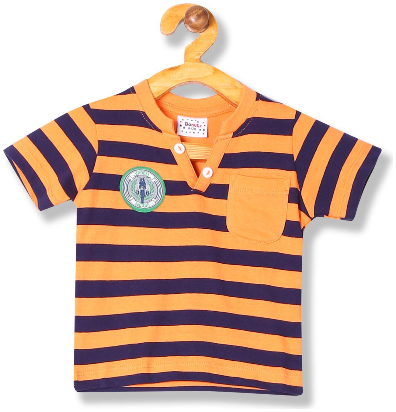 

Donuts Cotton Striped T shirt for Baby Boy - Orange