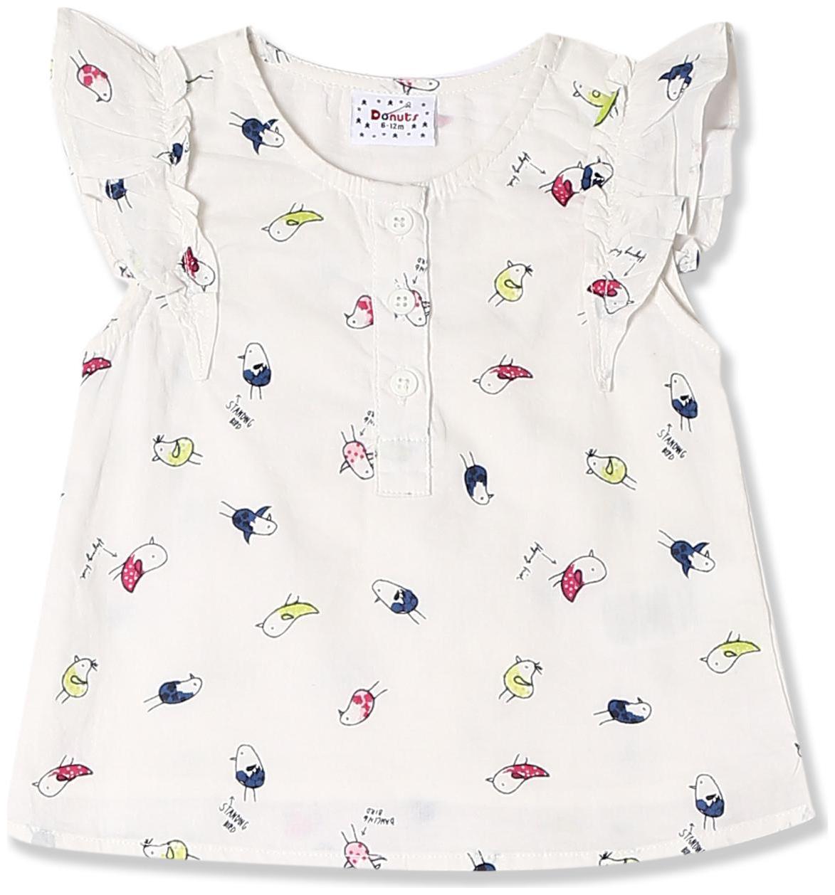 

Donuts Cotton Printed Top for Baby Girl - White