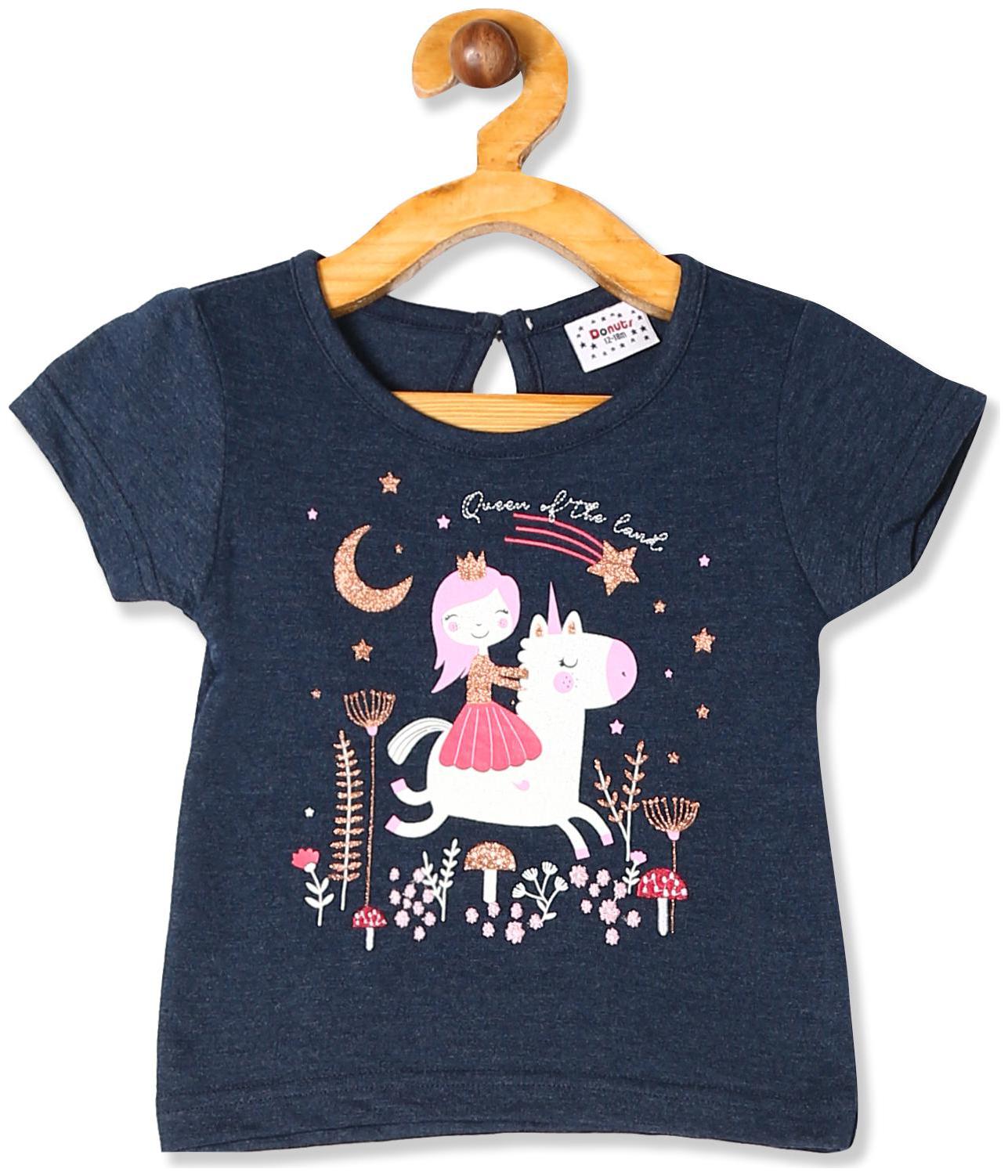 

Donuts Cotton Printed T shirt for Baby Girl - Blue