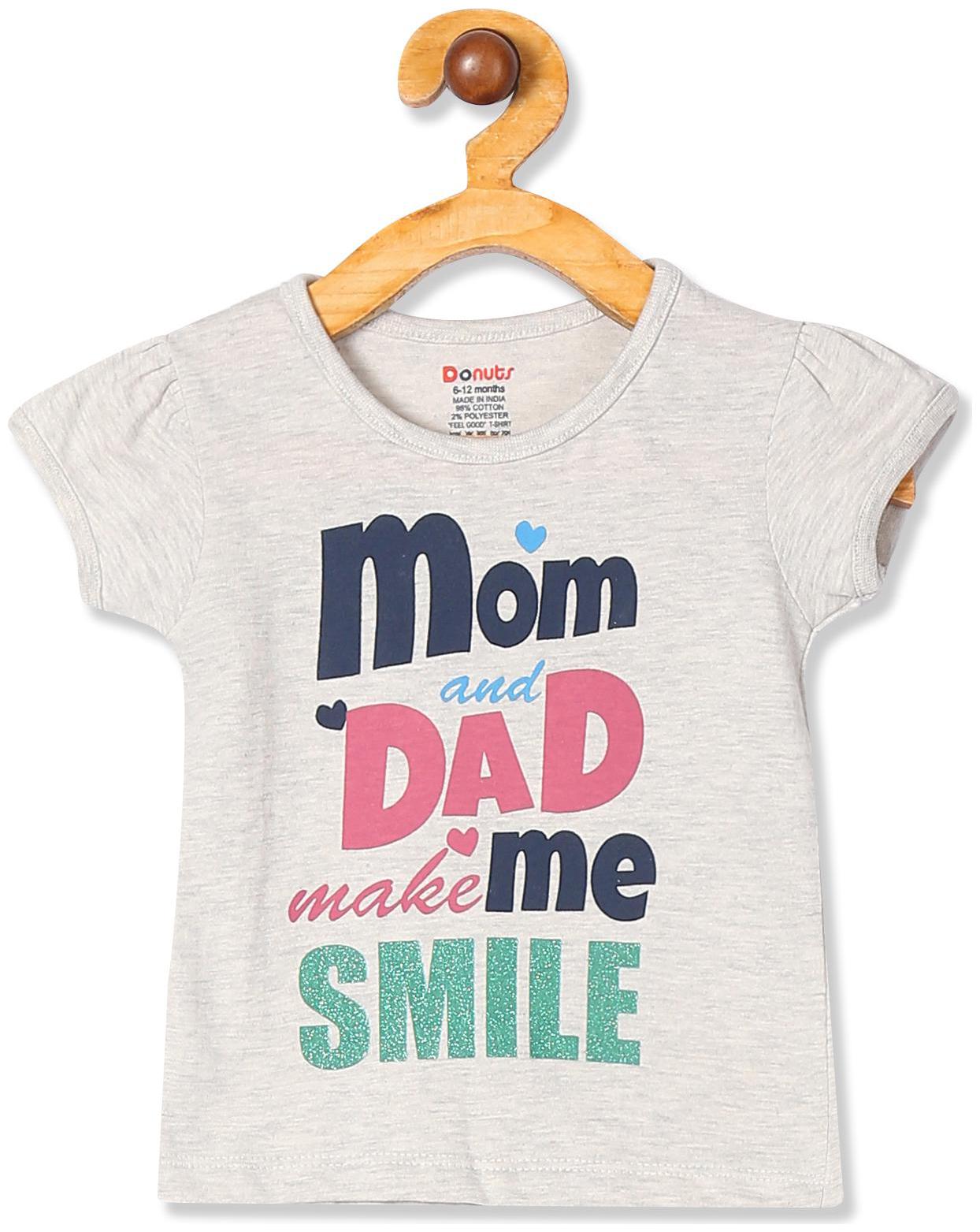 

Donuts Cotton Printed T shirt for Baby Girl - Grey