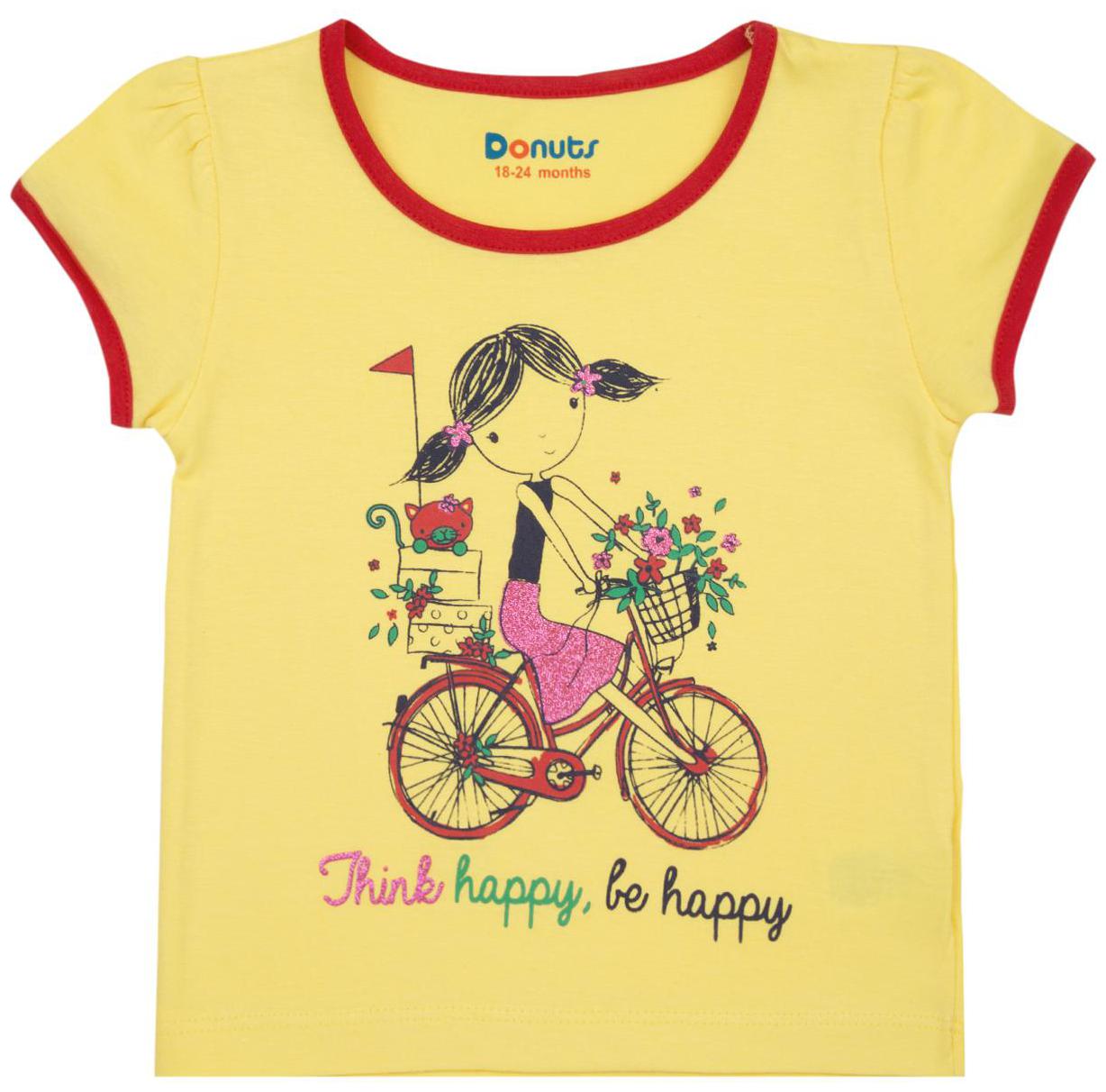 

Donuts Cotton Printed T shirt for Baby Girl - Yellow