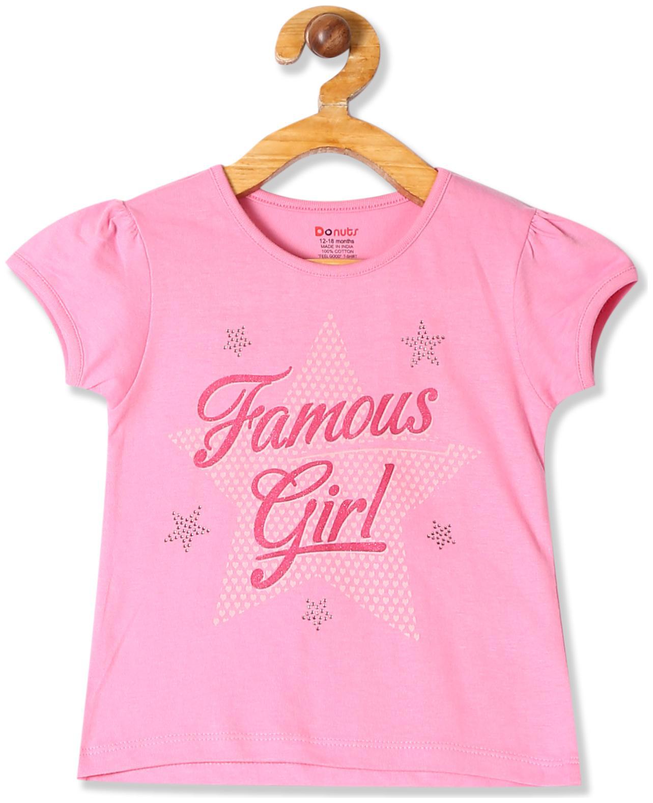 

Donuts Cotton Printed T shirt for Baby Girl - Pink