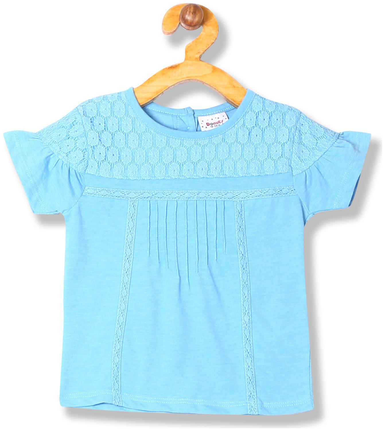 

Donuts Cotton Solid Top for Baby Girl - Blue