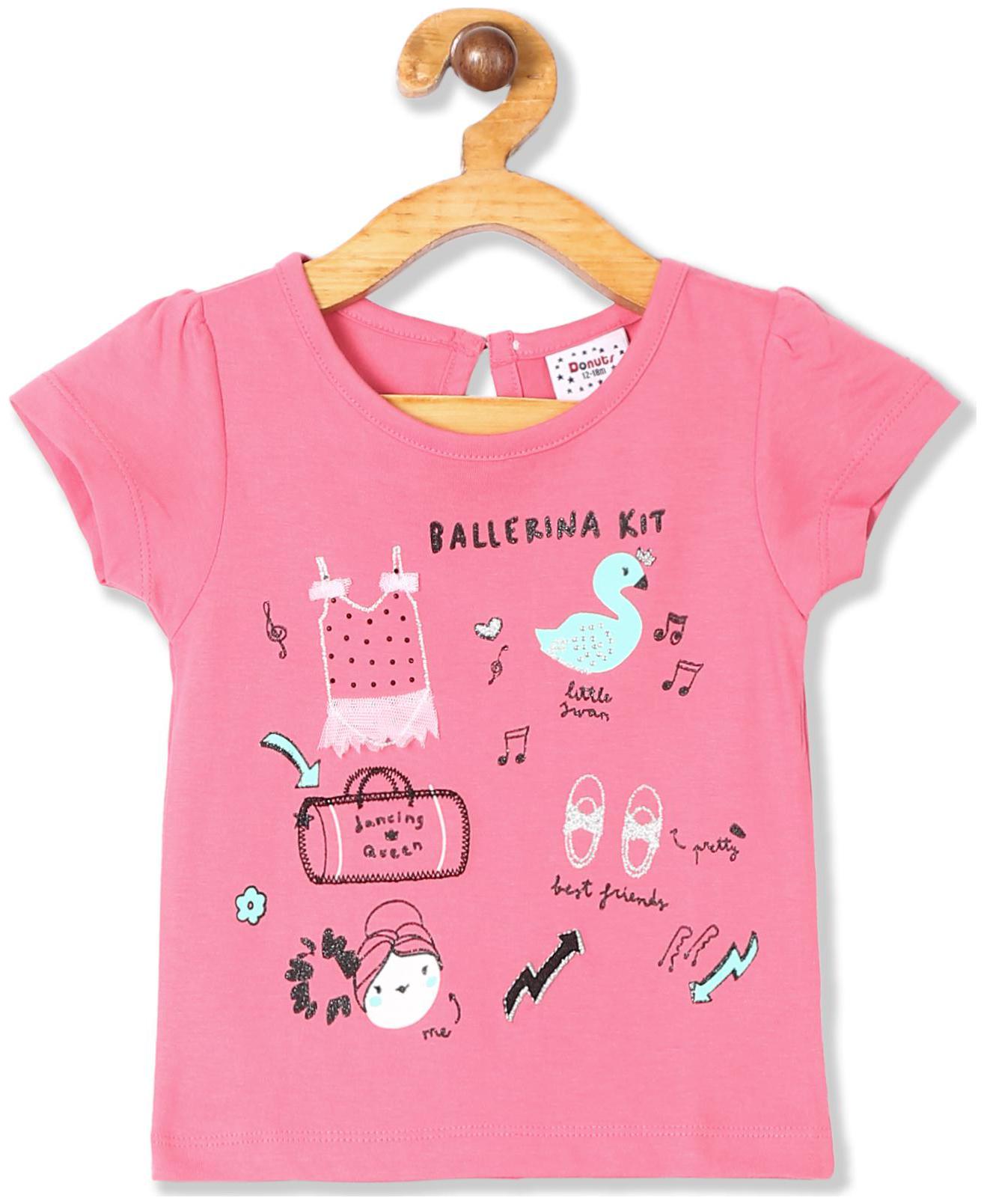 

Donuts Cotton Printed Top for Baby Girl - Pink
