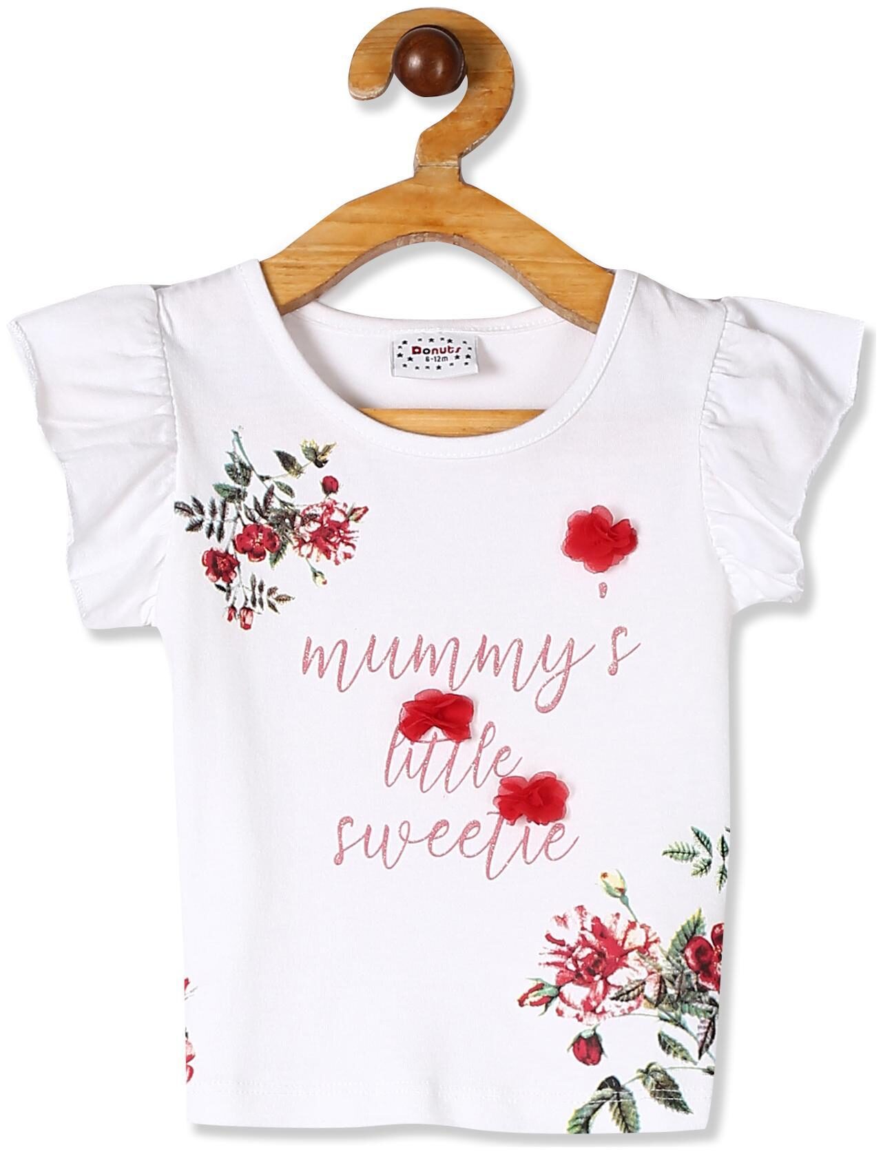 

Donuts Cotton Printed Top for Baby Girl - White