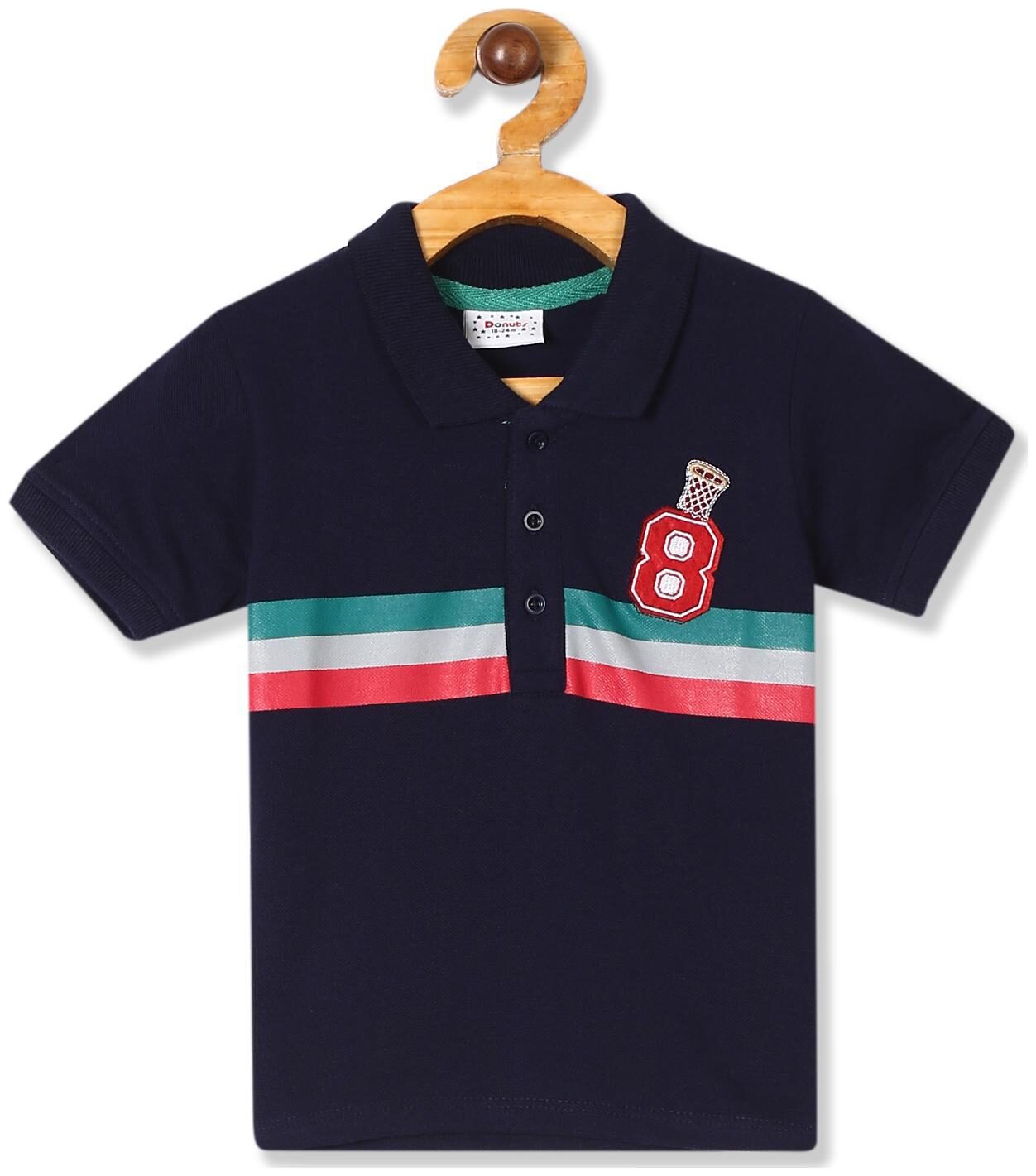 

Donuts Cotton Striped T shirt for Baby Boy - Blue