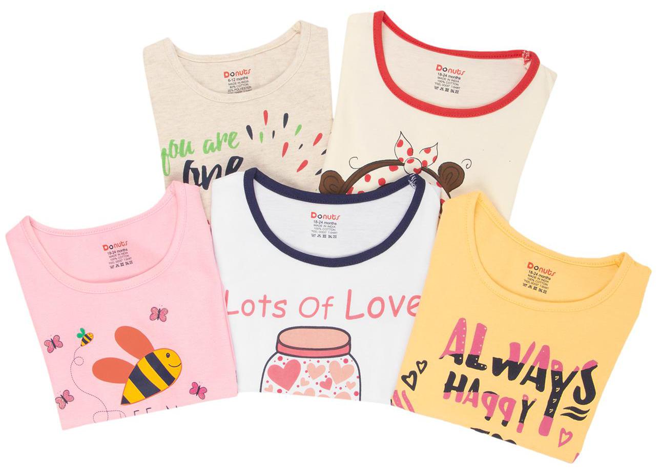 

Donuts Cotton Printed T shirt for Baby Girl - Multi