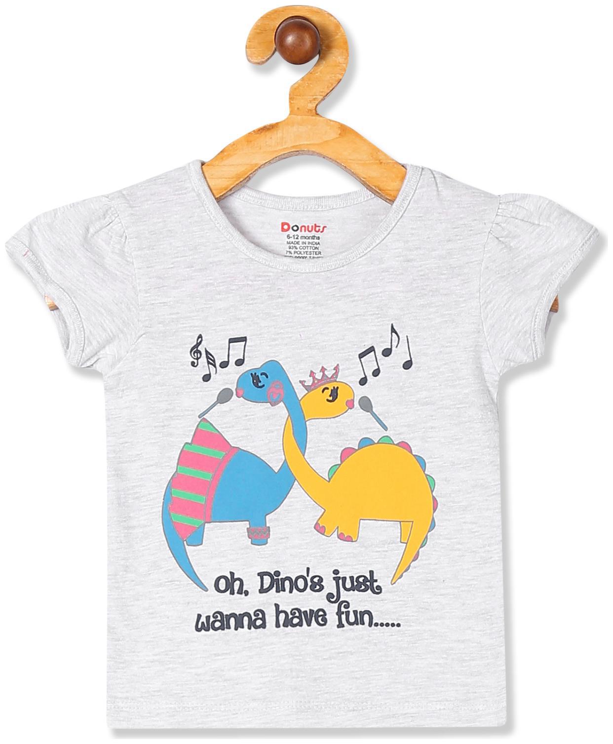 

Donuts Cotton Printed T shirt for Baby Girl - Grey
