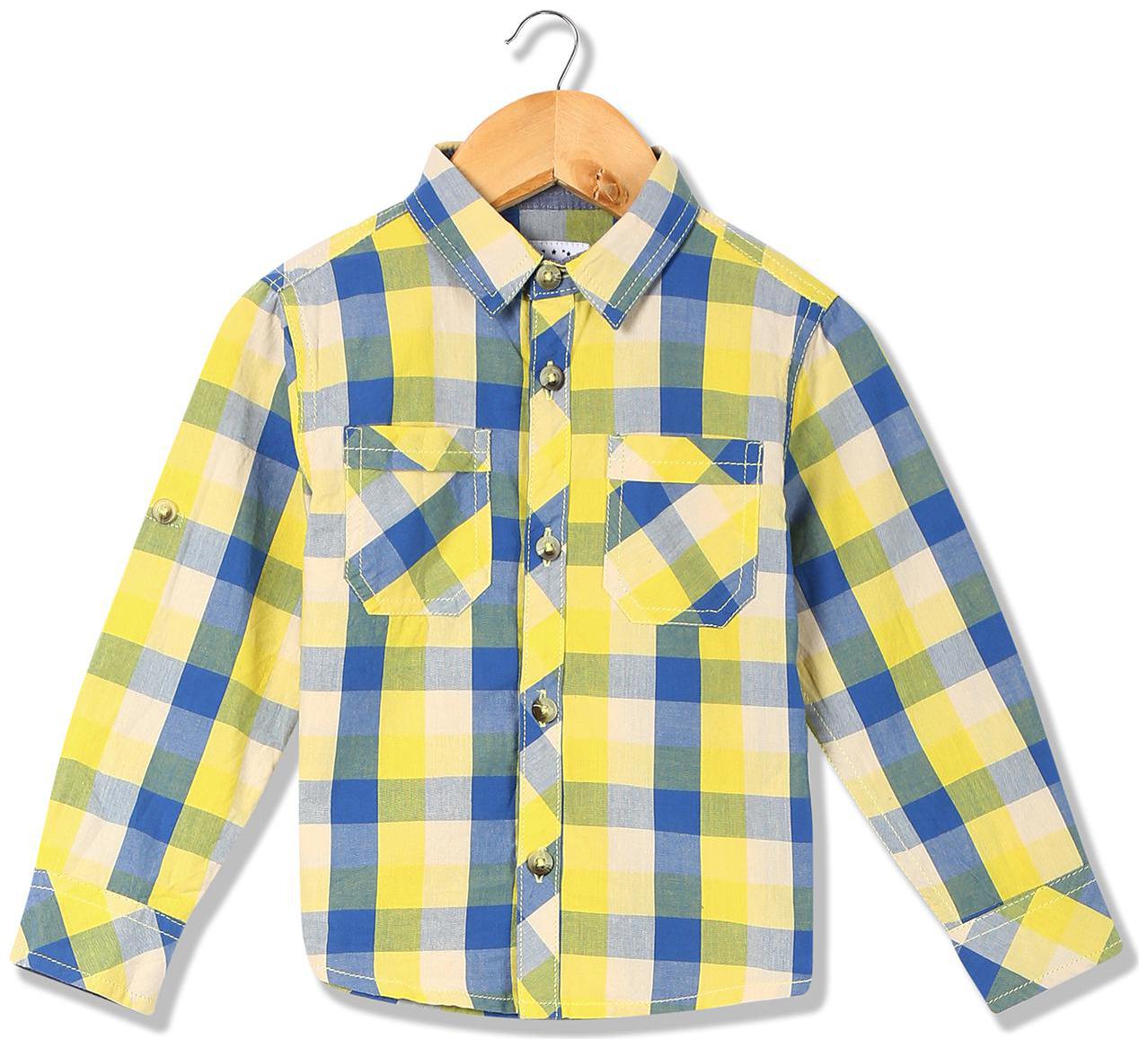 

Donuts Cotton Checked Shirt for Baby Boy - Yellow