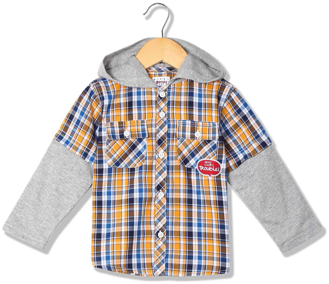 

Donuts Cotton Checked Shirt for Baby Boy - Yellow