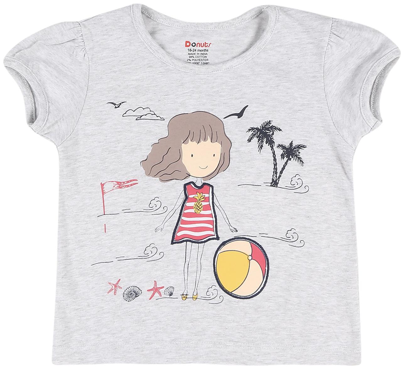 

Donuts Cotton Printed T shirt for Baby Girl - Grey