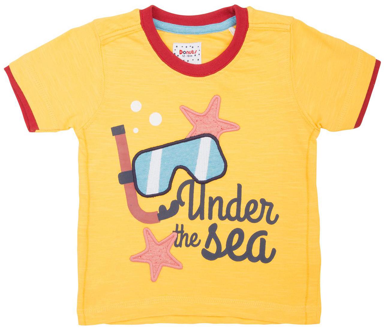 

Donuts Cotton Self design T shirt for Baby Boy - Yellow