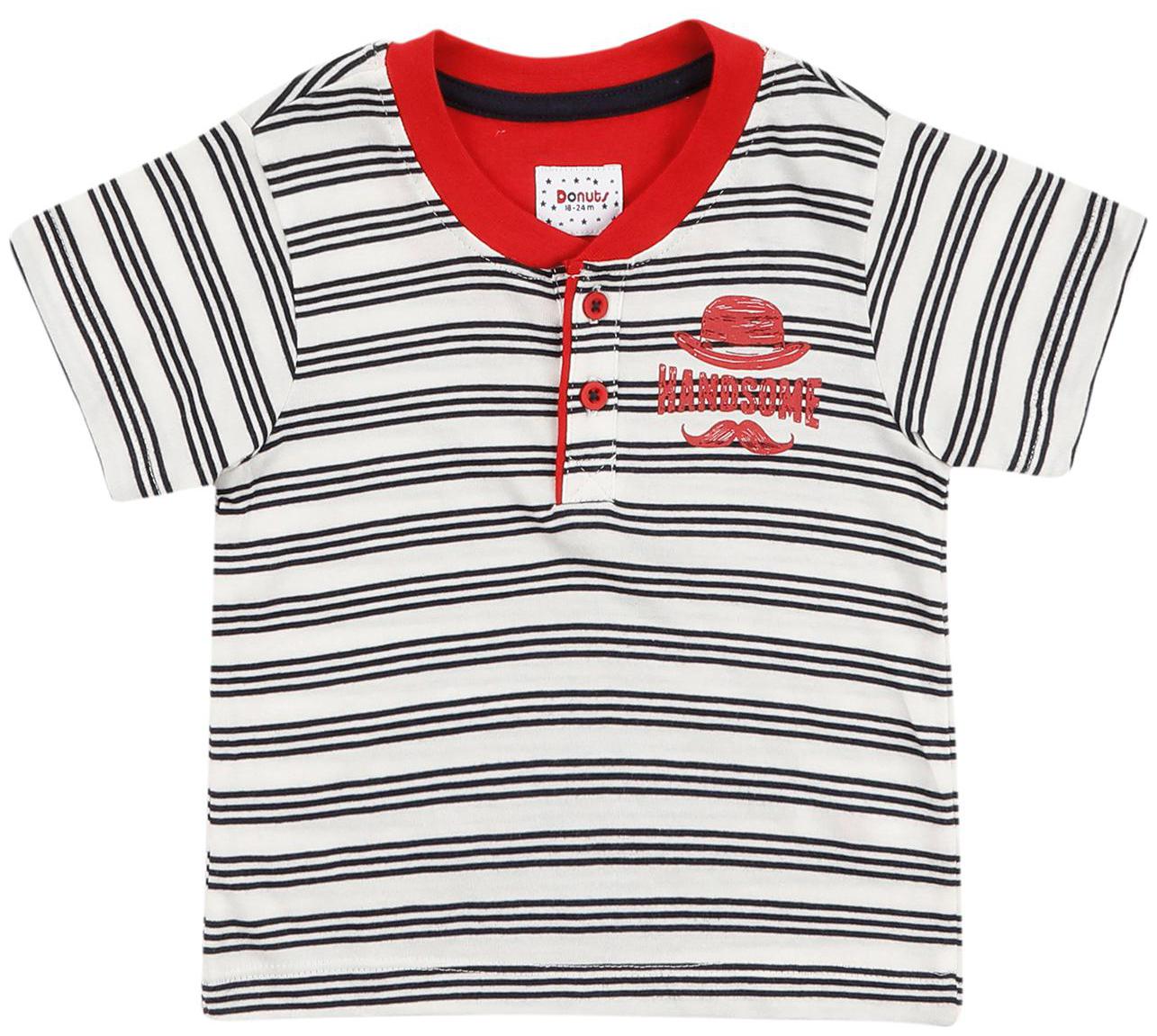 

Donuts Cotton Striped T shirt for Baby Boy - White