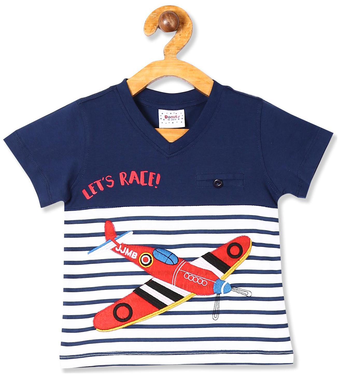 

Donuts Cotton Striped T shirt for Baby Boy - Blue