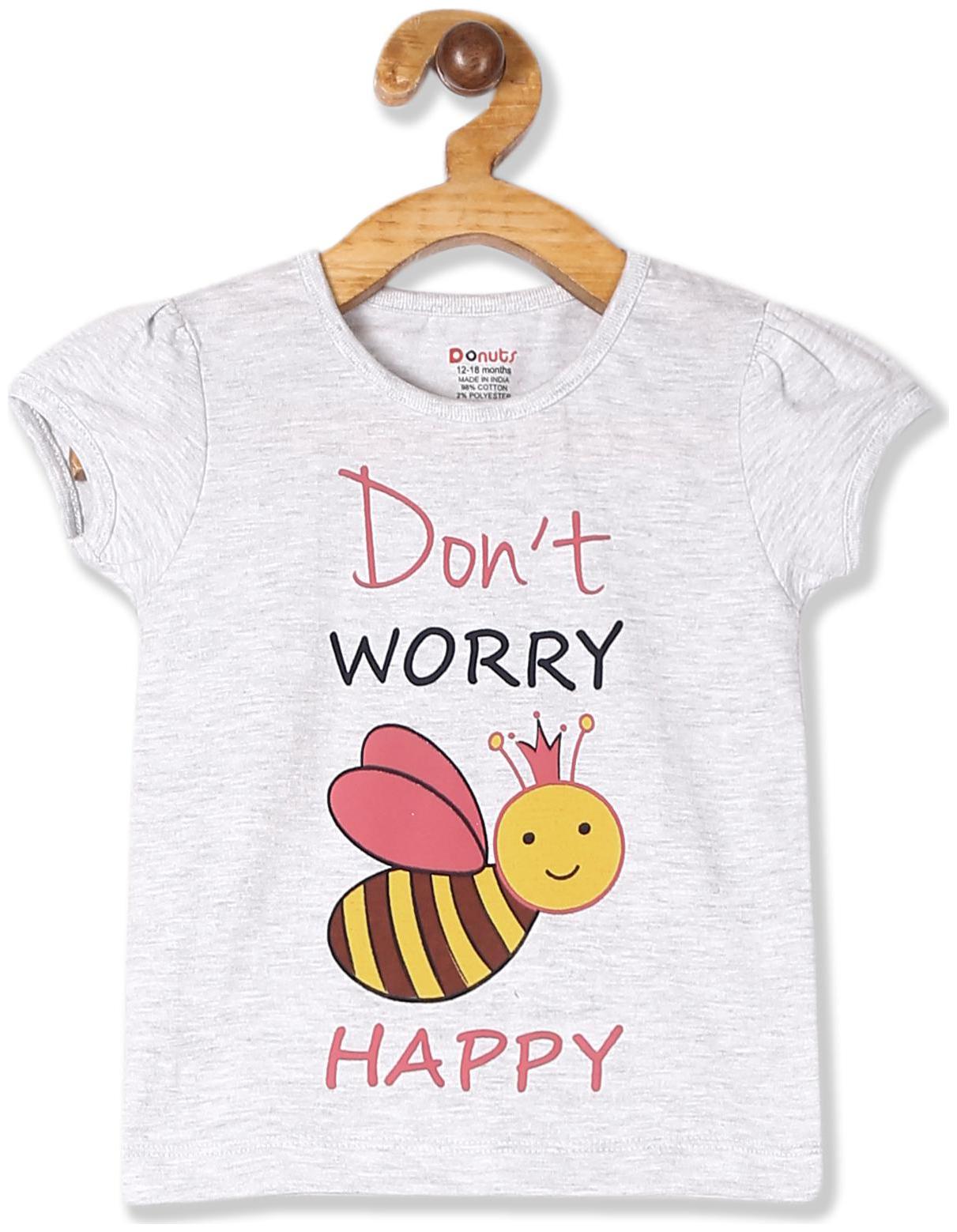 

Donuts Cotton Printed T shirt for Baby Girl - Grey