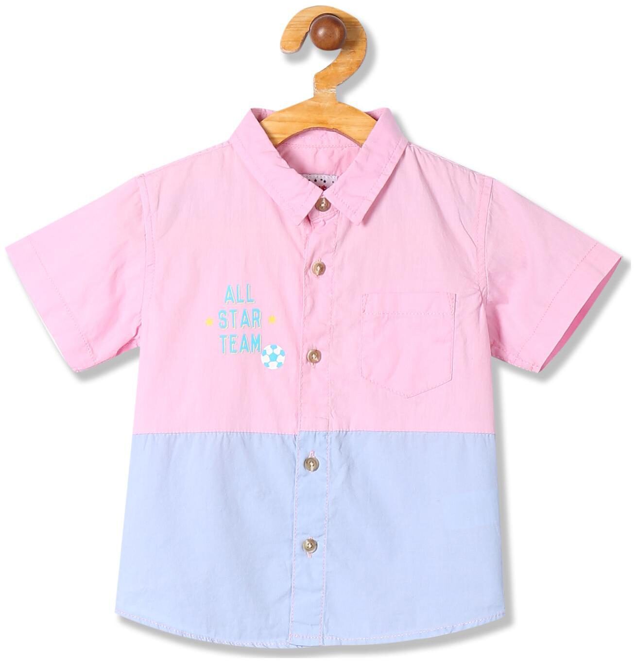 

Donuts Cotton Colorblocked Shirt for Baby Boy - Pink
