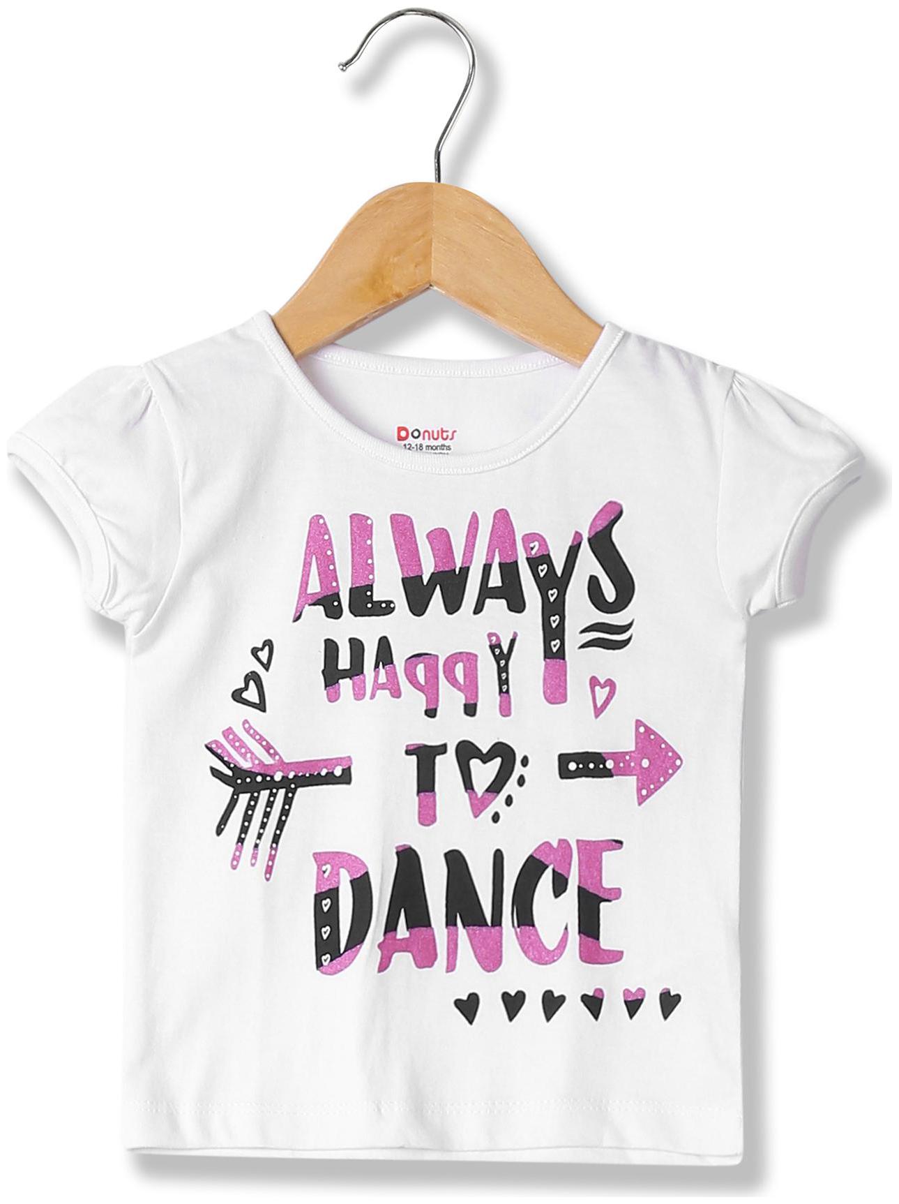 

Donuts Cotton Printed T shirt for Baby Girl - White