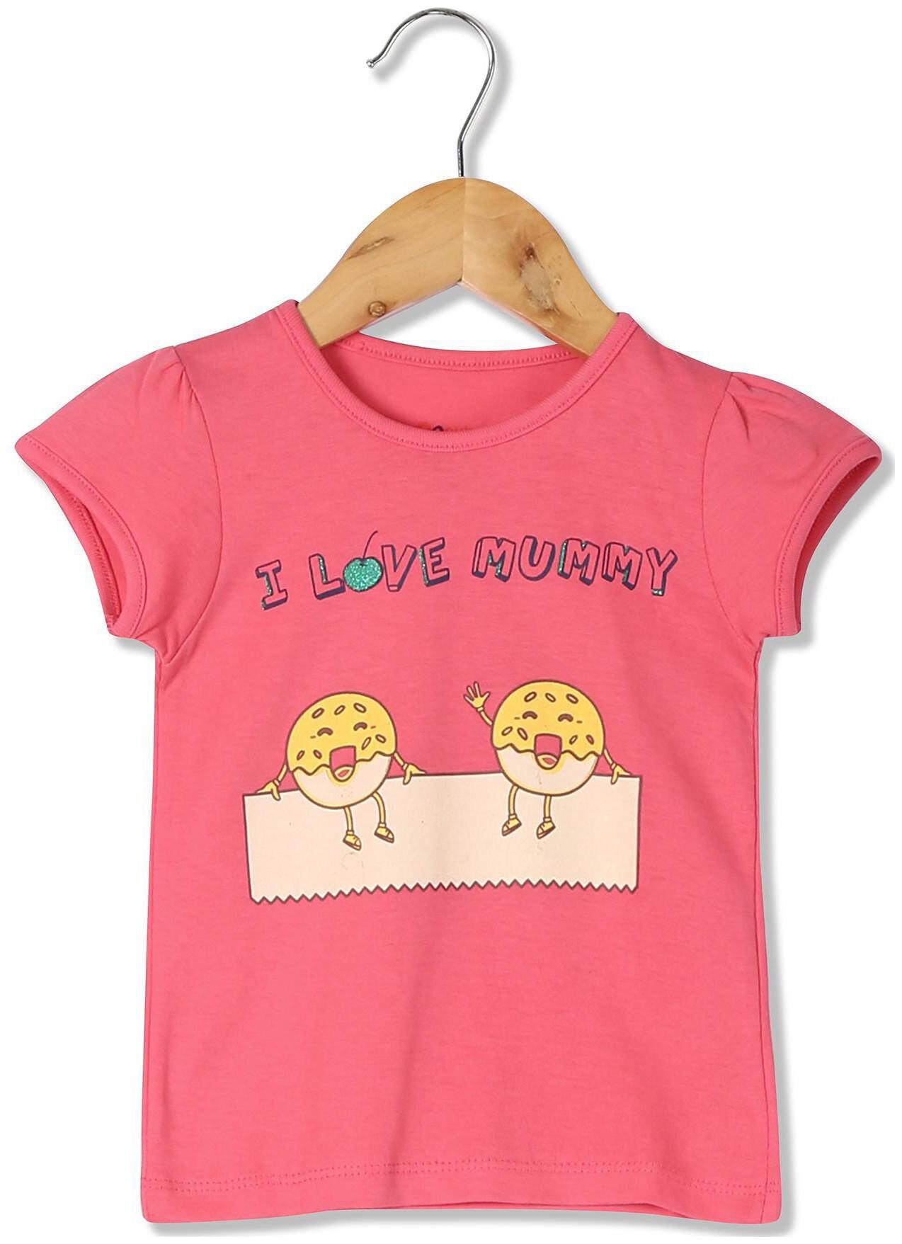 

Donuts Cotton Printed T shirt for Baby Girl - Pink