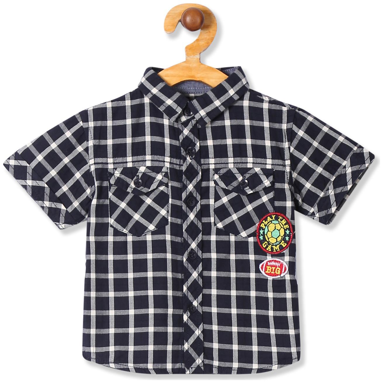 

Donuts Cotton Checked Shirt for Baby Boy - Blue