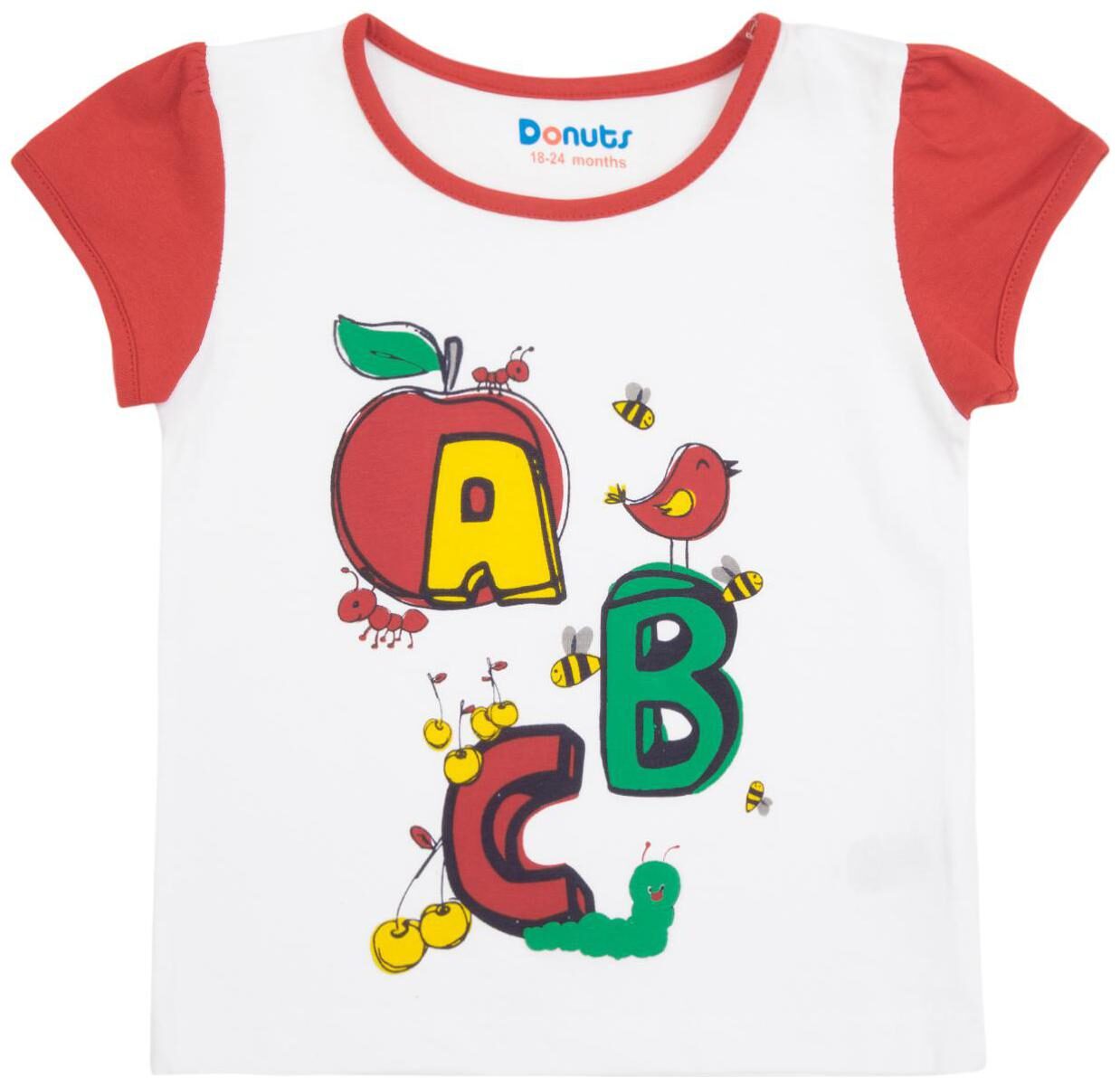

Donuts Cotton Printed T shirt for Baby Girl - White
