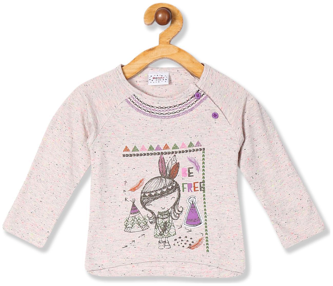 

Donuts Cotton Printed T shirt for Baby Girl - White