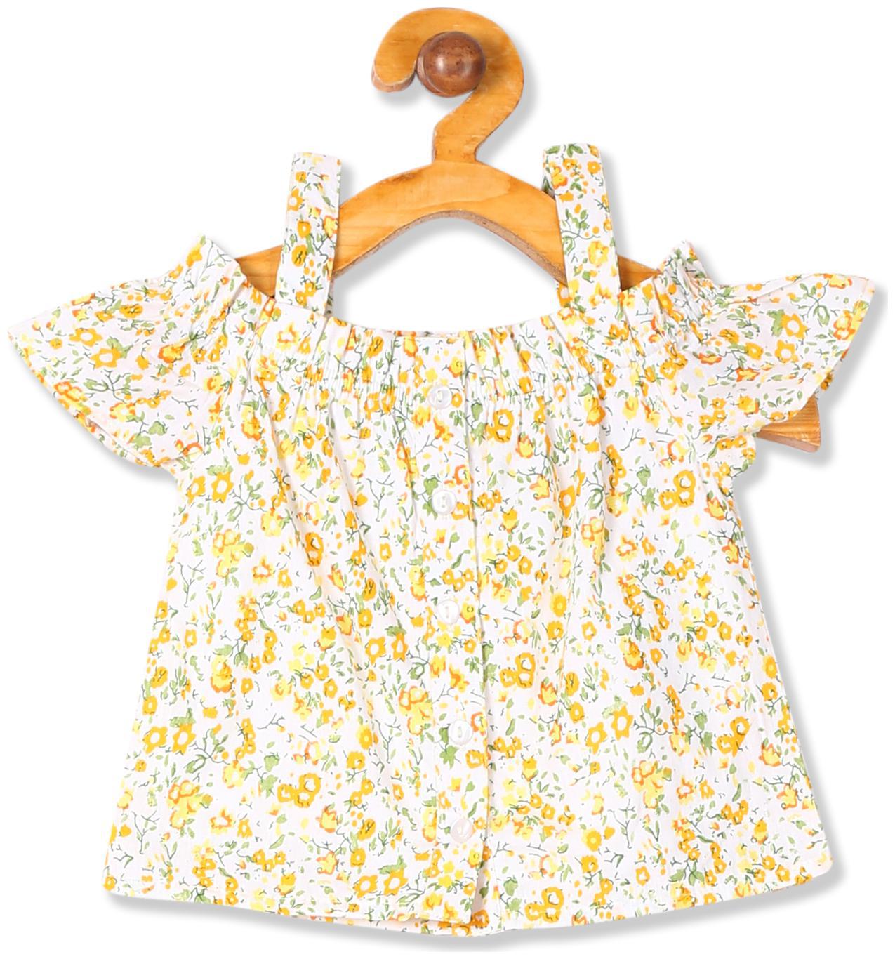 

Donuts Cotton Floral Top for Baby Girl - Yellow