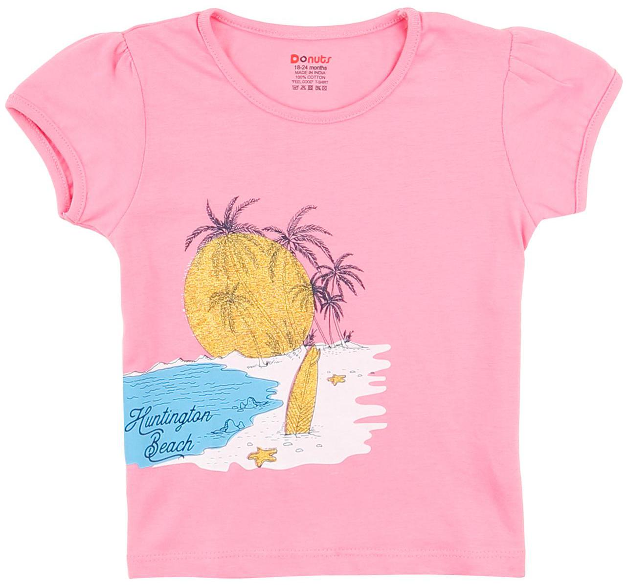 

Donuts Cotton Printed T shirt for Baby Girl - Pink