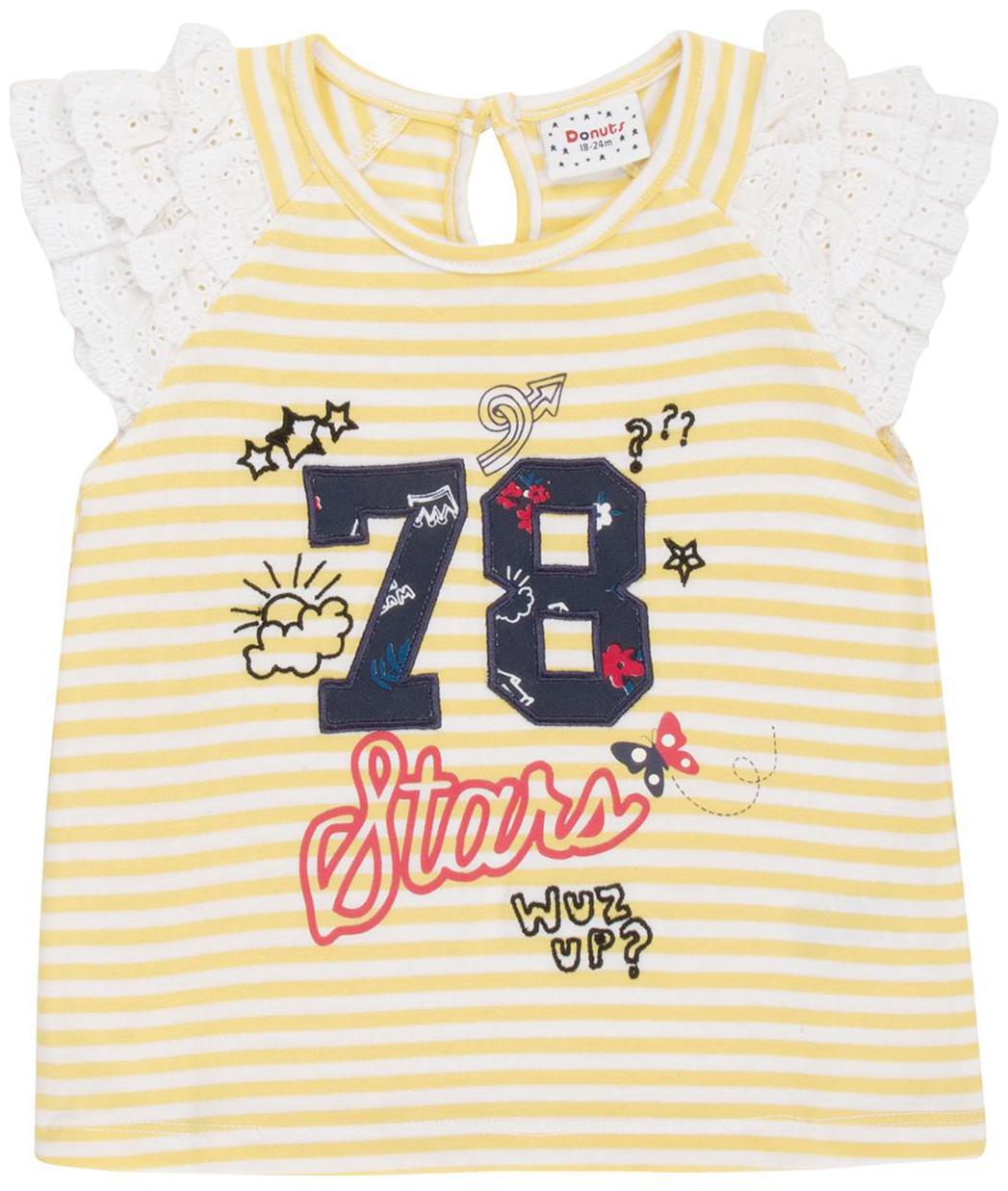 

Donuts Cotton Striped Top for Baby Girl - Yellow