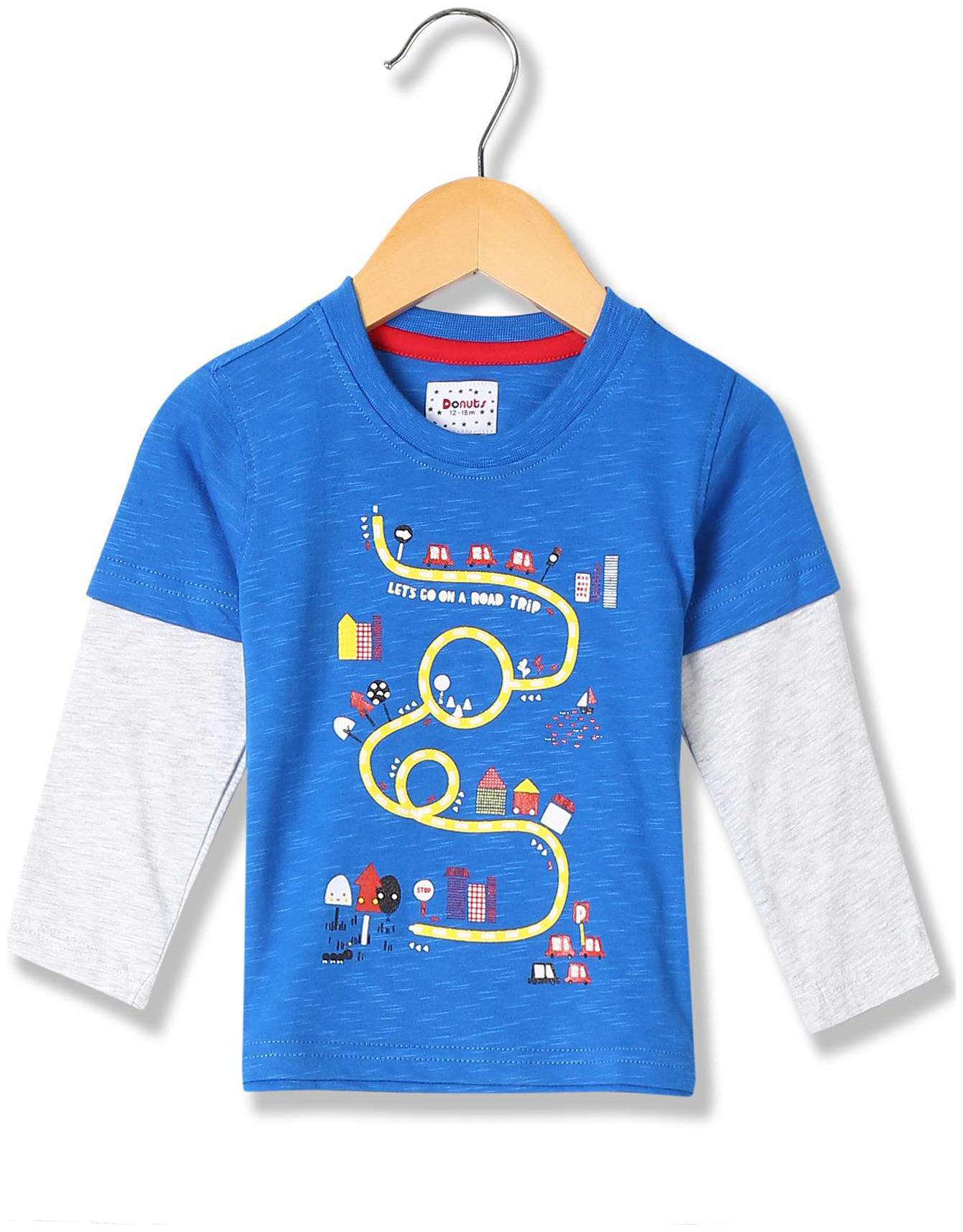 

Donuts Cotton Printed Shirt for Baby Boy - Blue