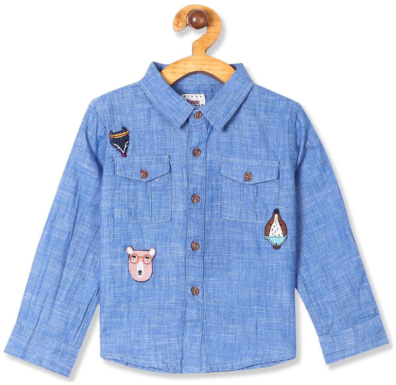 

Donuts Cotton Solid Shirt for Baby Boy - Blue