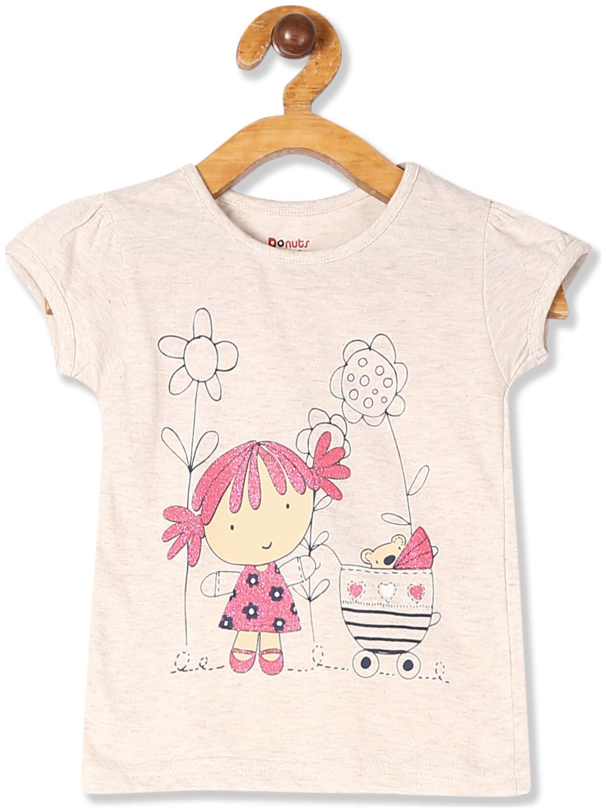 

Donuts Cotton Printed T shirt for Baby Girl - Beige