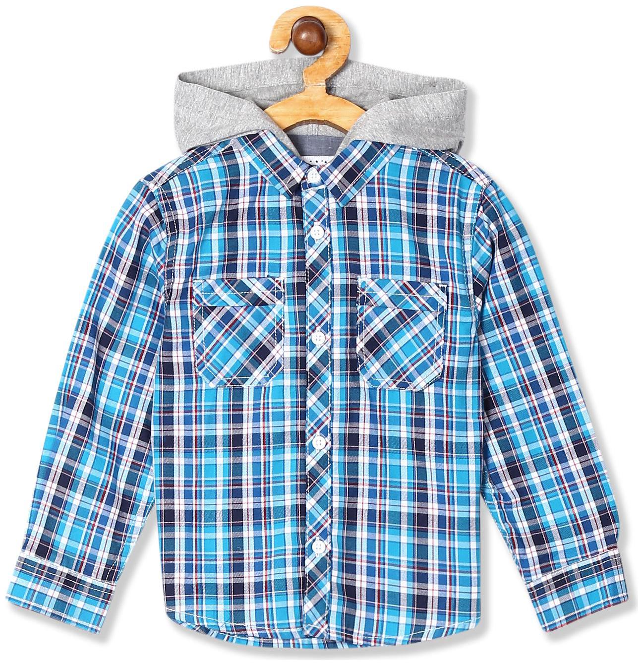 

Donuts Cotton Checked Shirt for Baby Boy - Blue