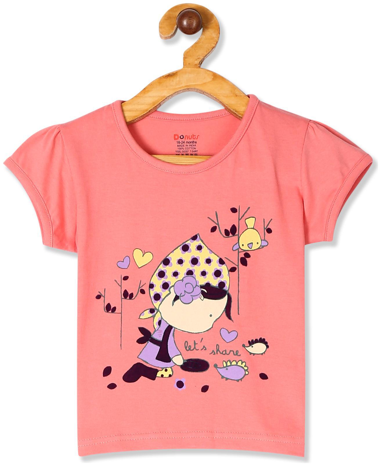 

Donuts Cotton Printed T shirt for Baby Girl - Pink