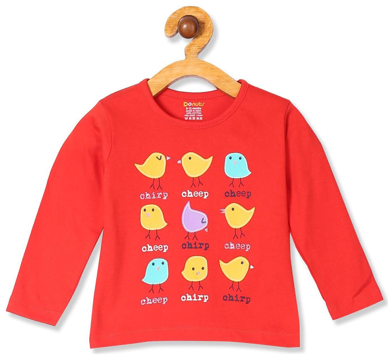 

Donuts Cotton Printed T shirt for Baby Girl - Red