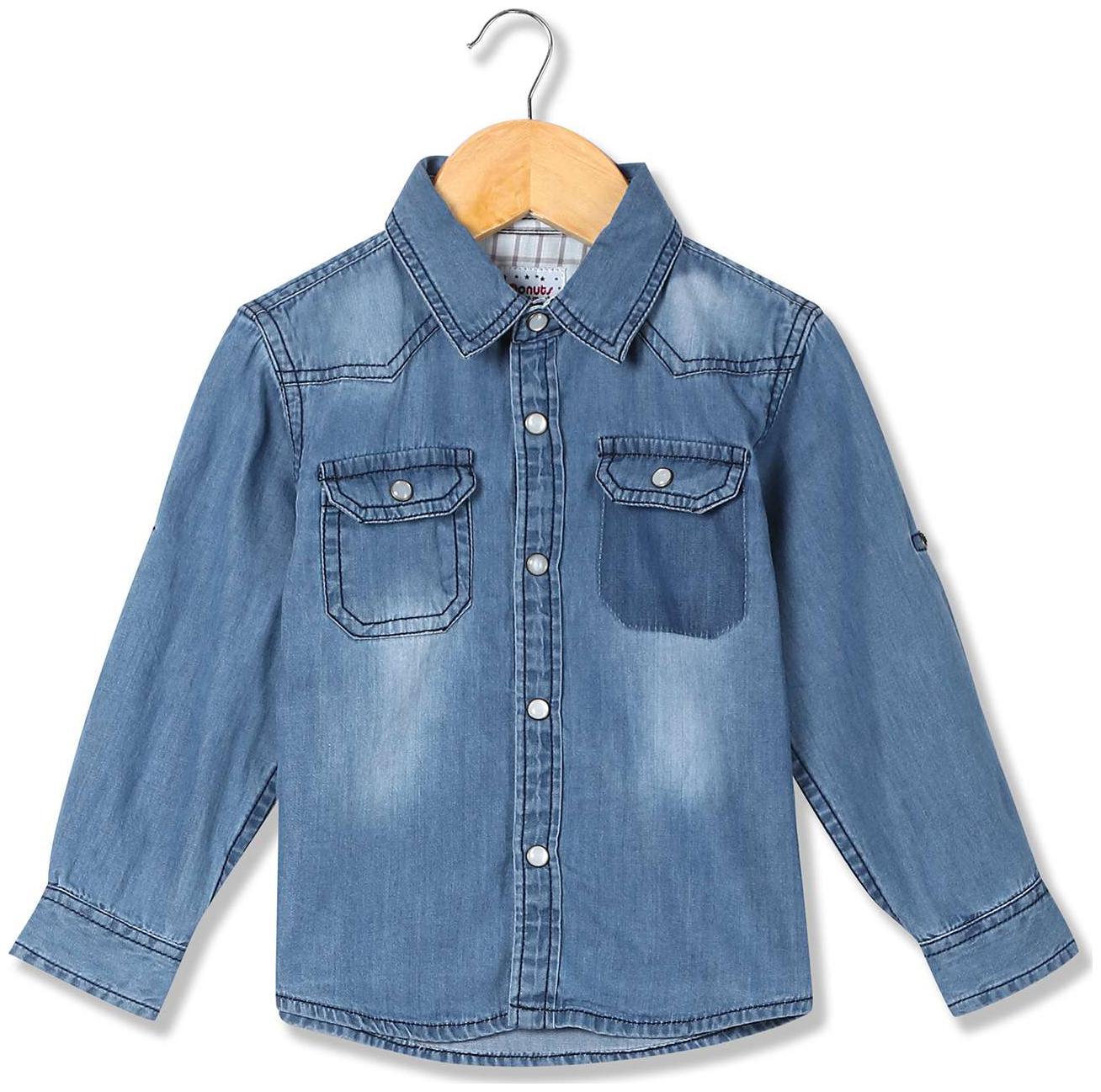 

Donuts Cotton Solid Shirt for Baby Boy - Blue