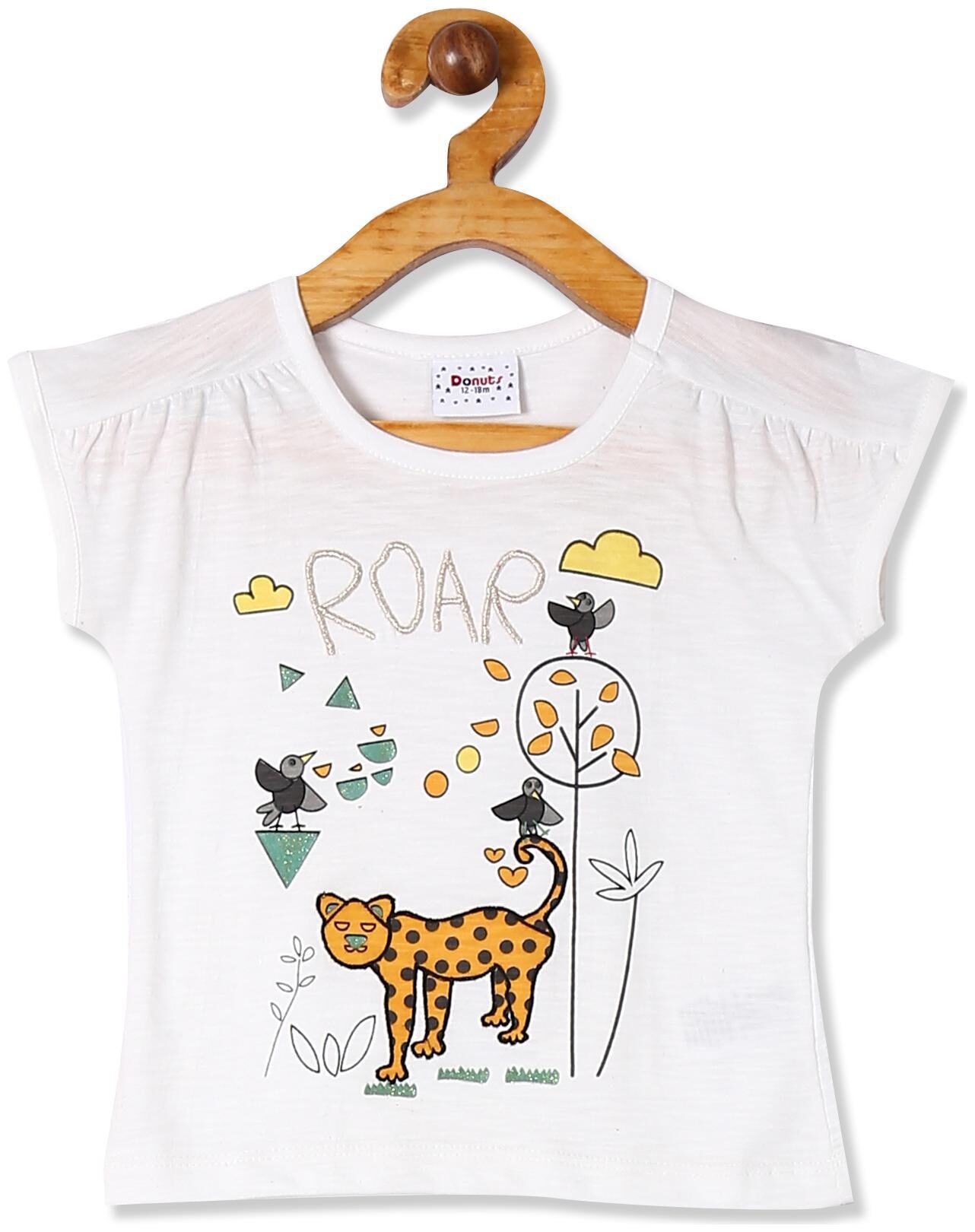 

Donuts Cotton Printed T shirt for Baby Girl - White