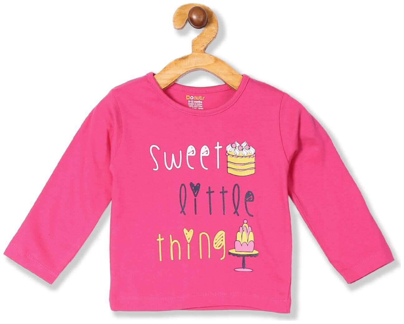 

Donuts Cotton Printed T shirt for Baby Girl - Pink