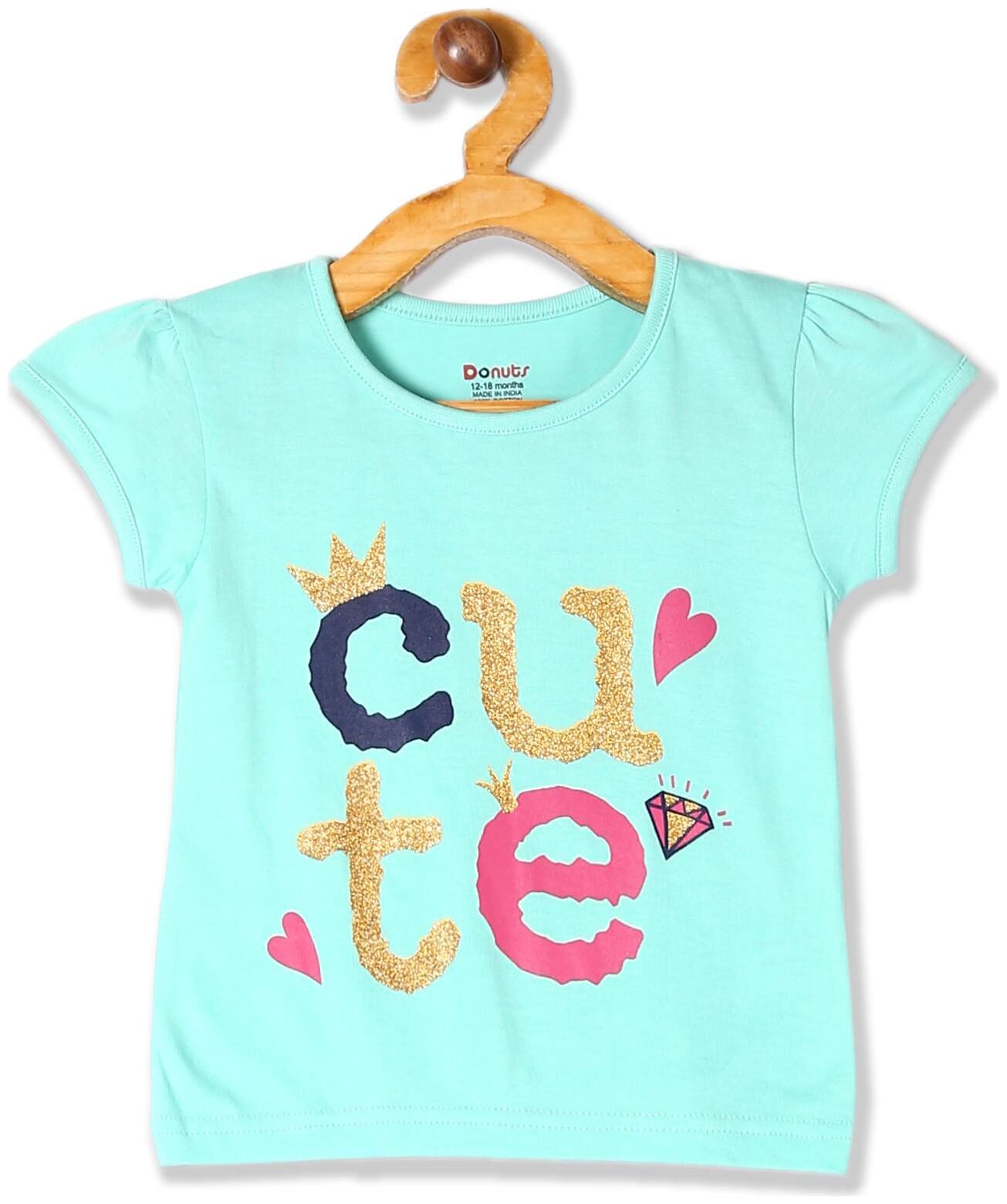 

Donuts Cotton Printed T shirt for Baby Girl - Green