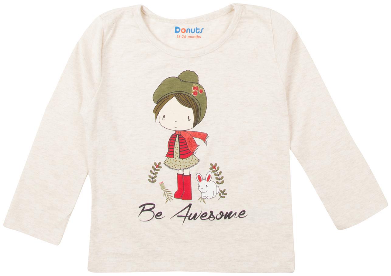 

Donuts Cotton Printed T shirt for Baby Girl - White