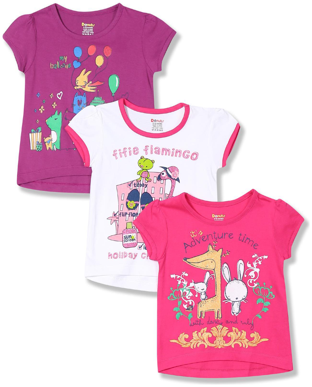 

Donuts Cotton Printed T shirt for Baby Girl - Multi