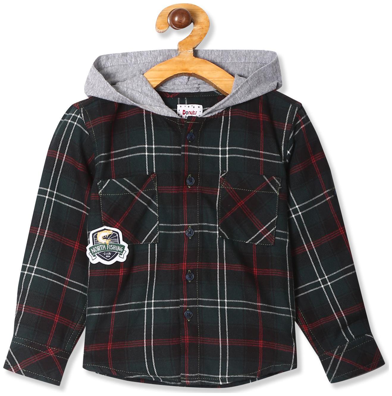 

Donuts Cotton Checked Shirt for Baby Boy - Green